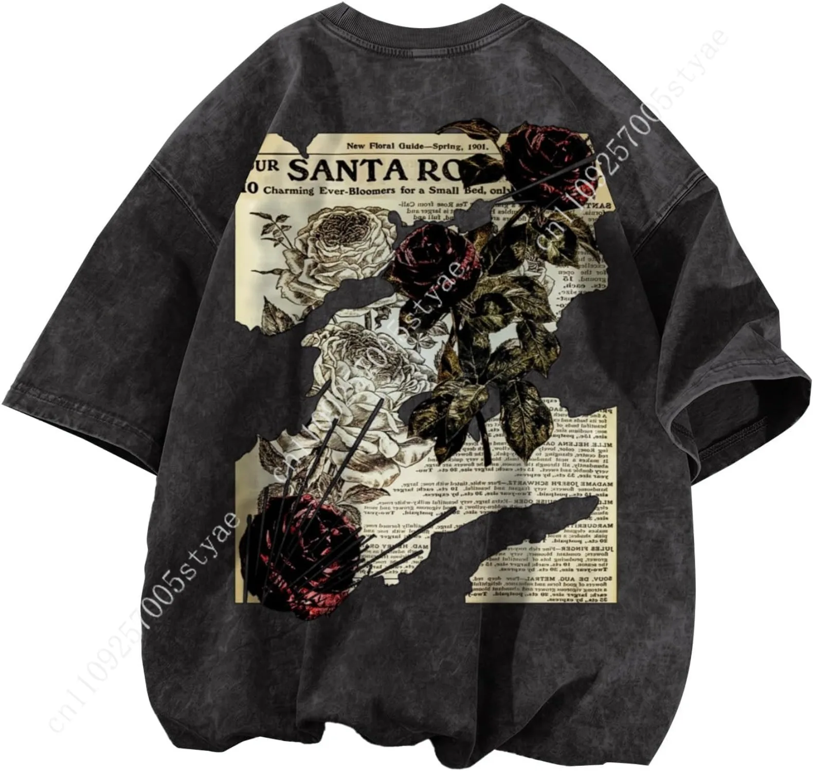 Acid Wash Vintage Graphic T Shirt - Camiseta Masculina Acid Wash Oversized Vintage